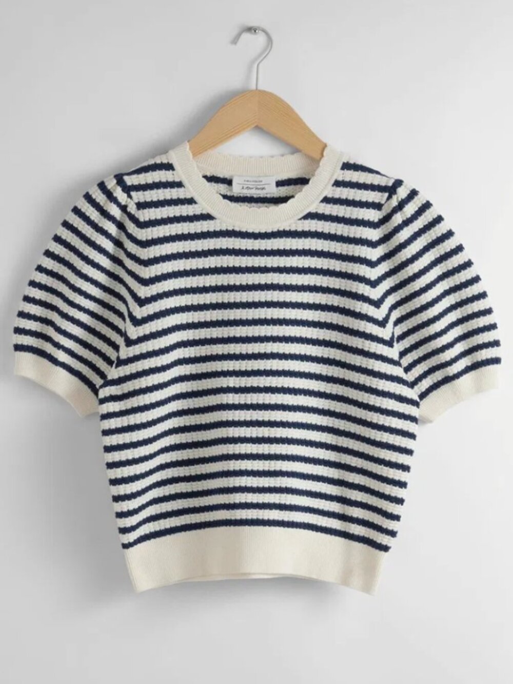 & Other Stories Scalloped Knit Striped Sweater